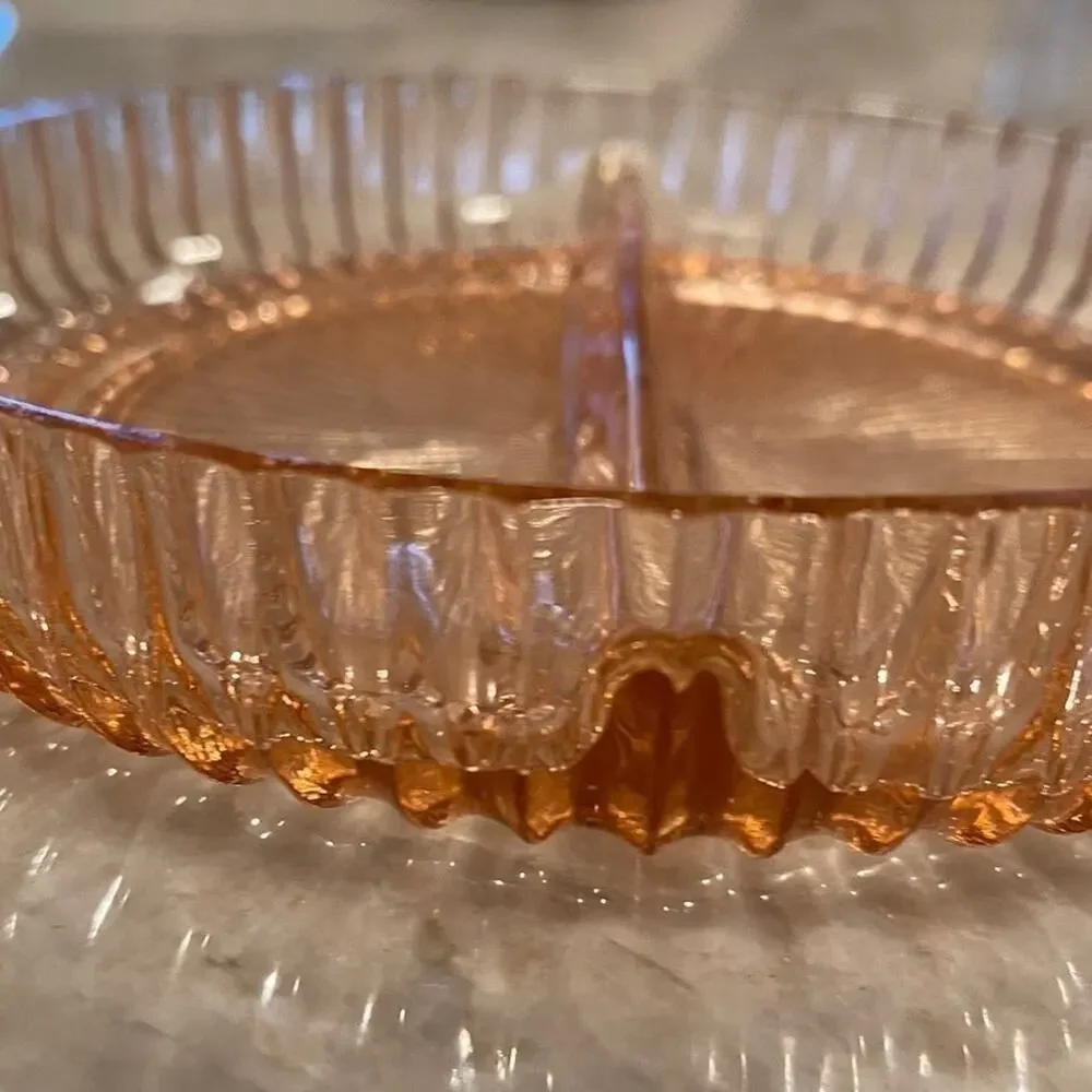 Anchor Hocking Queen Mary Pink divided relish tray